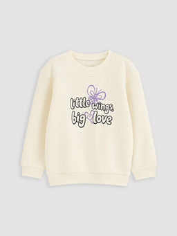 Bisiklet Yaka Bask?l? K?z ?ocuk Sweatshirt