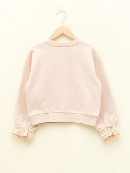 Bisiklet Yaka Bask?l? Uzun Kollu K?z ?ocuk Sweatshirt - Waikiki фото 2