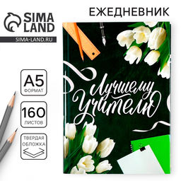 Ежедневник Лучшему Учителю, формат А5, твёрдая обложка картон 7БЦ, 160 листов