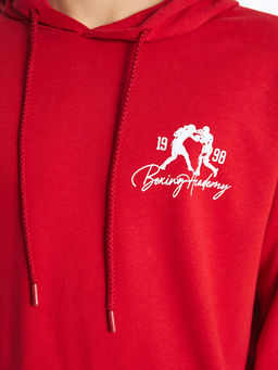 Uzun Kollu Bask?l? Erkek Hoodie