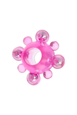 Эрекционное кольцо с бусинками TOYFA, TPE, розовый  фото 3