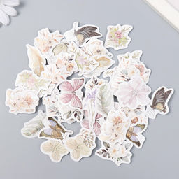 Наклейки для творчества Цветы и бабочки набор 46 шт 4,4х4,4х1,1 см