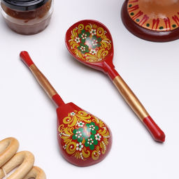 Цена за 10 шт. Ложка деревянная «Краснушка», столовая, 19×6 см, хохлома, МИКС