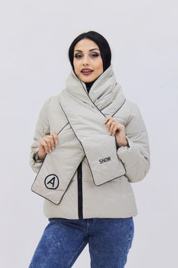 Демисезонная женская куртка весна осень +дутый шарф-косынка 8193