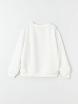 Bisiklet Yaka Bask?l? Uzun Kollu K?z ?ocuk Sweatshirt - Waikiki фото 3