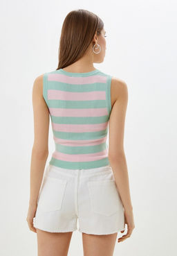 Топ в зелено-розовую полоску - Incity фото 4