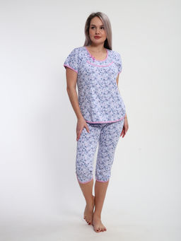М427 Пижама Ретро кулирка (цветы на сиреневом)