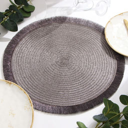 Салфетка сервировочная Доляна Блеск,цв.серый, d 38 см  фото 2