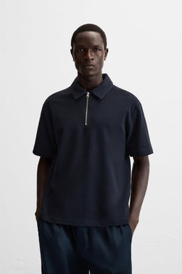 TEXTURED WEAVE POLO SHIRT WITH ZIP - Zara фото 20