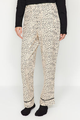 Trendyolmilla Siyah-Cok Renkli %100 Pamuklu Leopar Desenli Tshirt-Pantolon Orme Pijama Tak?m? THMAW24PT00209