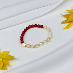 Браслет из Коралла и Жемчуга 17 см