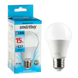 Цена за 2 шт. Лампа cветодиодная Smartbuy, E27, A60, 15 Вт, 4000 К, дневной белый свет