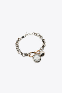 PACK OF 2 COMBINED BRACELETS WITH CLOCK AND BELL CHARMS