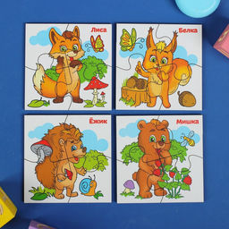 Развивающие пазлы из дерева Лесные животные