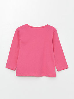 Bisiklet Yaka Uzun Kollu Bask?l? K?z Bebek Ti??rt - Waikiki фото 2