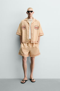 SHORTS RELAXED FIT JACQUARD BORDADOS / Arena