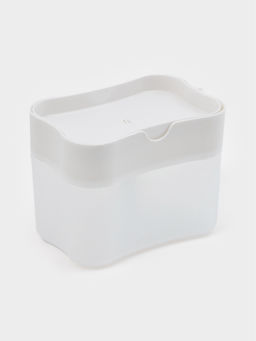 Дозатор для моющего средства с подставкой для губки Доляна, губка в комплекте, 385 мл, белый