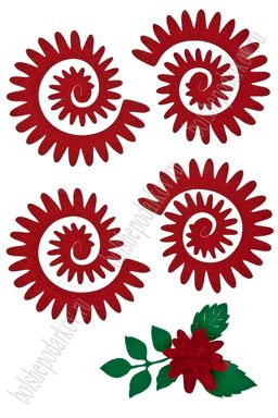 Лазерная вырубка из фетра Цветочек №4 8 см (5 шт) красный RN 18