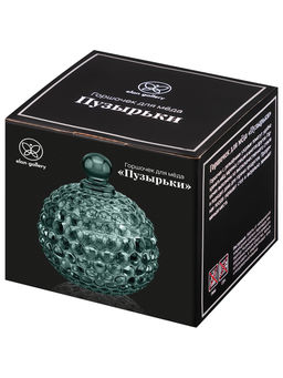 Горшочек д/меда 300 мл 11*11*13,5 см "Пузырьки" зеленый