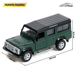Машина металлическая LAND ROVER DEFENDER, 1:32, инерция, цвет матовый зелёный - Автоград фото 2