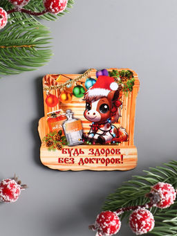 Цена за 4 шт. Магнит на холодильник Лошадка. Будь здоров без докторов, 6.5?7 см - Хорошие сувениры фото 2