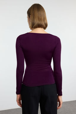 Murdum Buzgu/Drape Detayl? Fitted/Vucuda Oturan Uzun Kollu Esnek Orme Bluz TWOAW25BZ00247