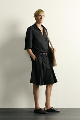 CAMISA POLO RELAXED FIT JACQUARD / Negro - Zara фото 4