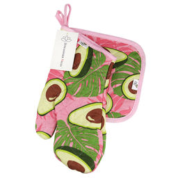 Кухонный комплект Авокадо, вид 7/1: прихватка-варежка 15х30см + прихватка 20х20см, рогожка 171г/м2, хлопок 100%, наполнитель - ватин 280г/м2, на пластмассовом подвесе, Домашняя мода (Россия)