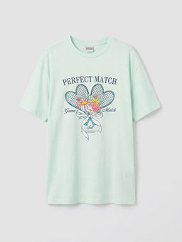 Bisiklet Yaka K?z ?ocuk Bask?l? Ti??rt