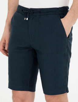 Lacivert Slim Fit Keten Beli Lastikli Dokuma _ort - Pierre cardin фото 6