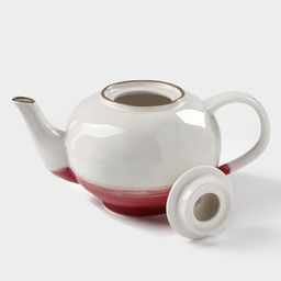 Заварочный чайник Доляна «Космос», 600 мл, фарфор, белый, красный