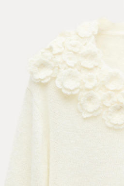 ALPACA AND WOOL BLEND SWEATER WITH FLOWERS - Zara фото 6