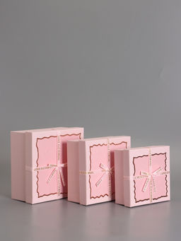 Набор подарочных коробок 3 в 1, прямоугольные с бантом, светло розовый, 19×19×9.8; 17×17×8; 15×15×6.5 см