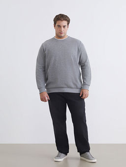 B?y?k Beden Bisiklet Yaka Erkek Sweatshirt