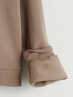 Bask?l? K?z ?ocuk Kal?n Sweatshirt