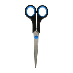 Цена за 24 шт. Ножницы канцелярские 17.5 см пластиковые ручки, в картонной коробке, МИКС