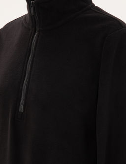 Siyah Comfort Fit Fermuarl_ Polar Sweatshirt
