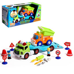 Конструктор винтовой Эвакуатор с машинкой, с отвёрткой и насадкой + знаки