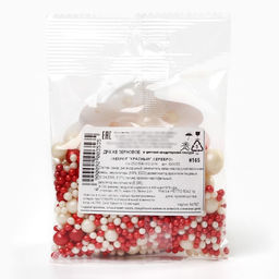 Цена за 2 шт. Кондитерская посыпка для десерта, мягкая, красная с серебром, 50 г