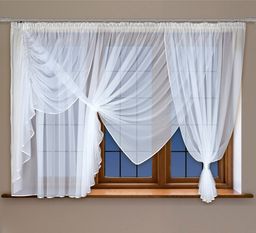 Готовые шторы арт. 0032/Б/пр, ДАГМАРА, цвет белый, занавеска, размеры 400 см ширина х 180 см высота из ВУАЛИ, на шторной ленте