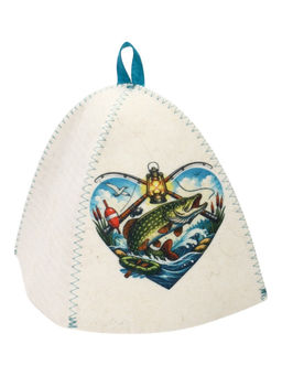 Шапка для бани с принтом "Сердце рыбака"