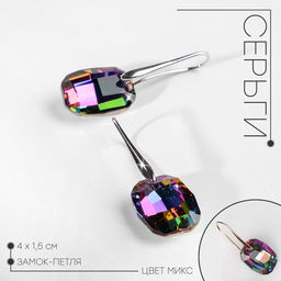 Серьги со стразами Иллюзион овал, миксы