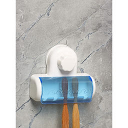 Держатель для зубных щёток на вакуумной присоске Доляна «Белая коллекция», 12×4.5×10.5 см