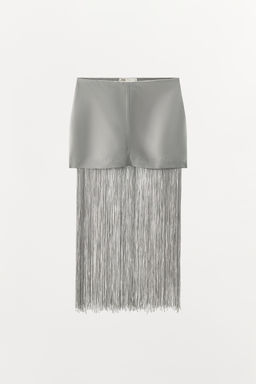 FALDA MINI LINO FLECOS / Gris - Zara фото 5