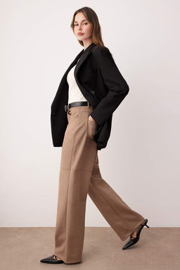 Vizon Yuksek Bel Dikis Detayl? Suet Pantolon TWOAW26PL00080 - Trendyolmilla фото 2