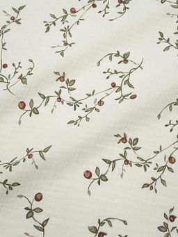 Муслин двухслойный с эф.жатости Ягодные веточки цв.сливочный, ш.1.4м, хл-100%, 110гр/м.кв