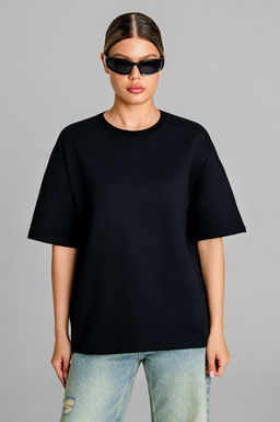 Арт. 3-302/2 Футболка женская оверсайз 44-50 (4 шт) Цвет:черный - Калинка фото 2