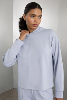 DeFactoFit Standart Fit Kapusonlu Skuba Dalg?c Kumas Sporcu Basic Sweatshirt