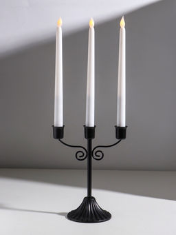 Подсвечник на 3 свечи «Классика с завитками», металл, d=2.5 см, чёрный, 18×10×21 см