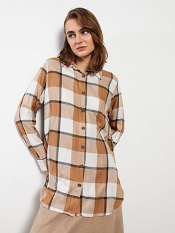 Ekose Uzun Kollu Kad?n G?mlek Tunik